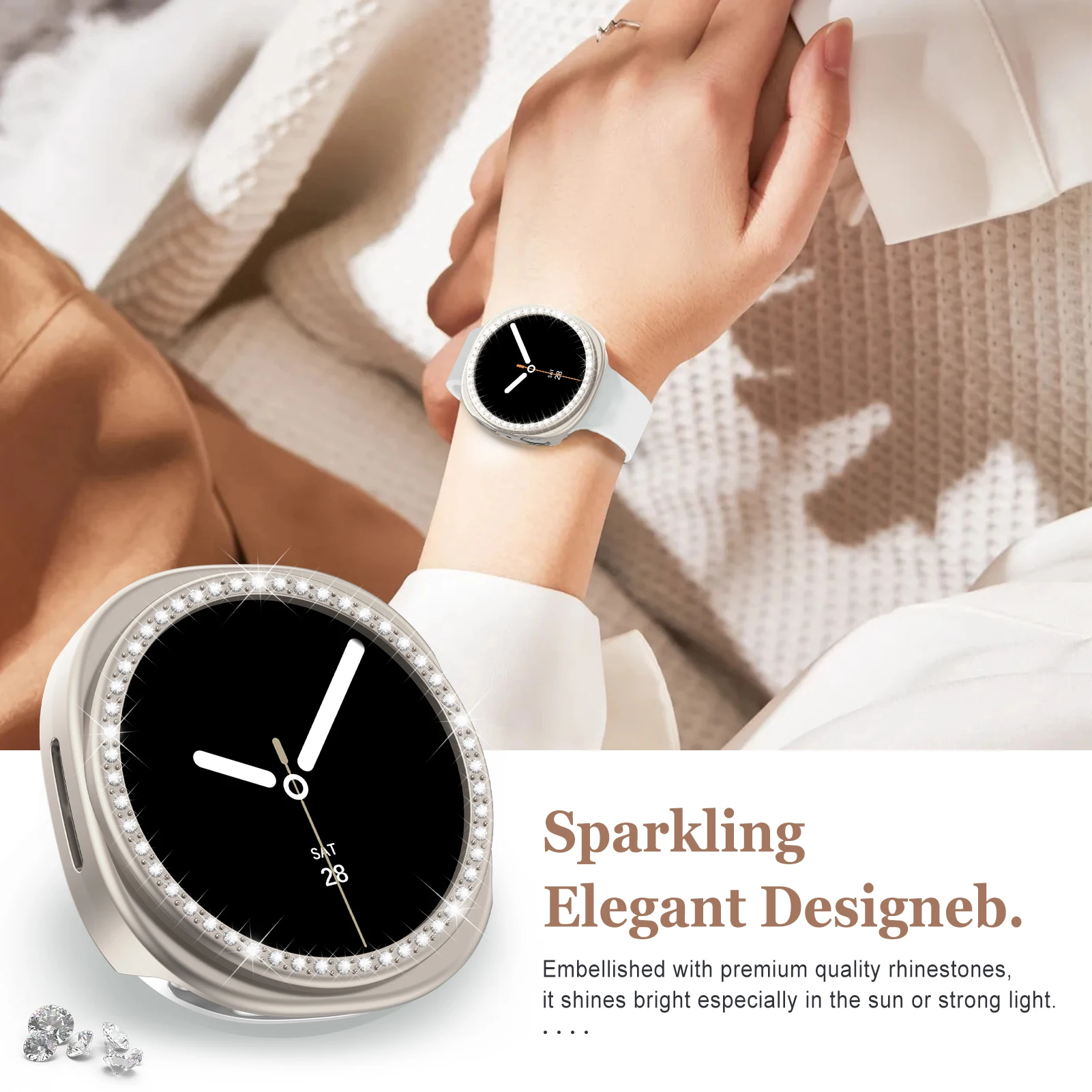Niedliche Diamant-Hülle für Samsung Galaxy Watch 8 40 mm 44 mm, Zubehör, hohle PC-Schutzhülle für Galaxy Watch8 – Detail 4