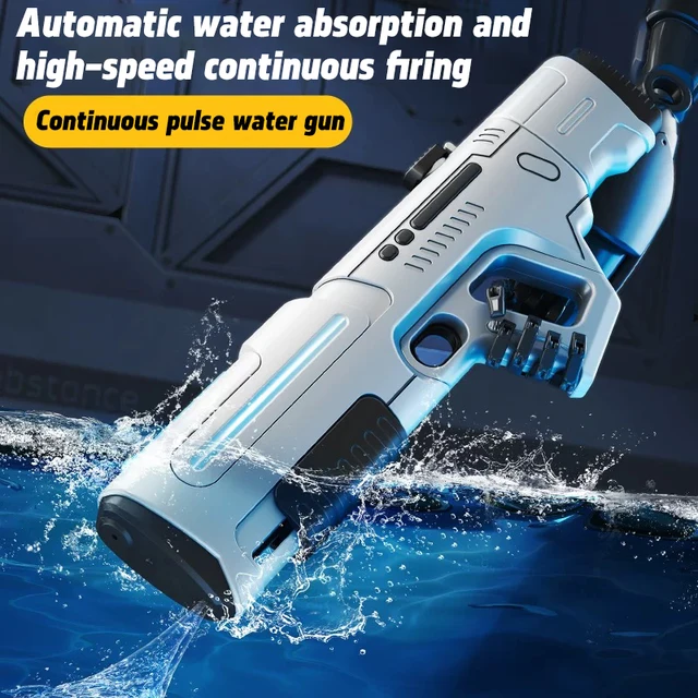 New Pulse Electric Continuous Shooting Water Gun Powerful Water Spray Light Large Capacity Self-priming Children's Summer Toy 2