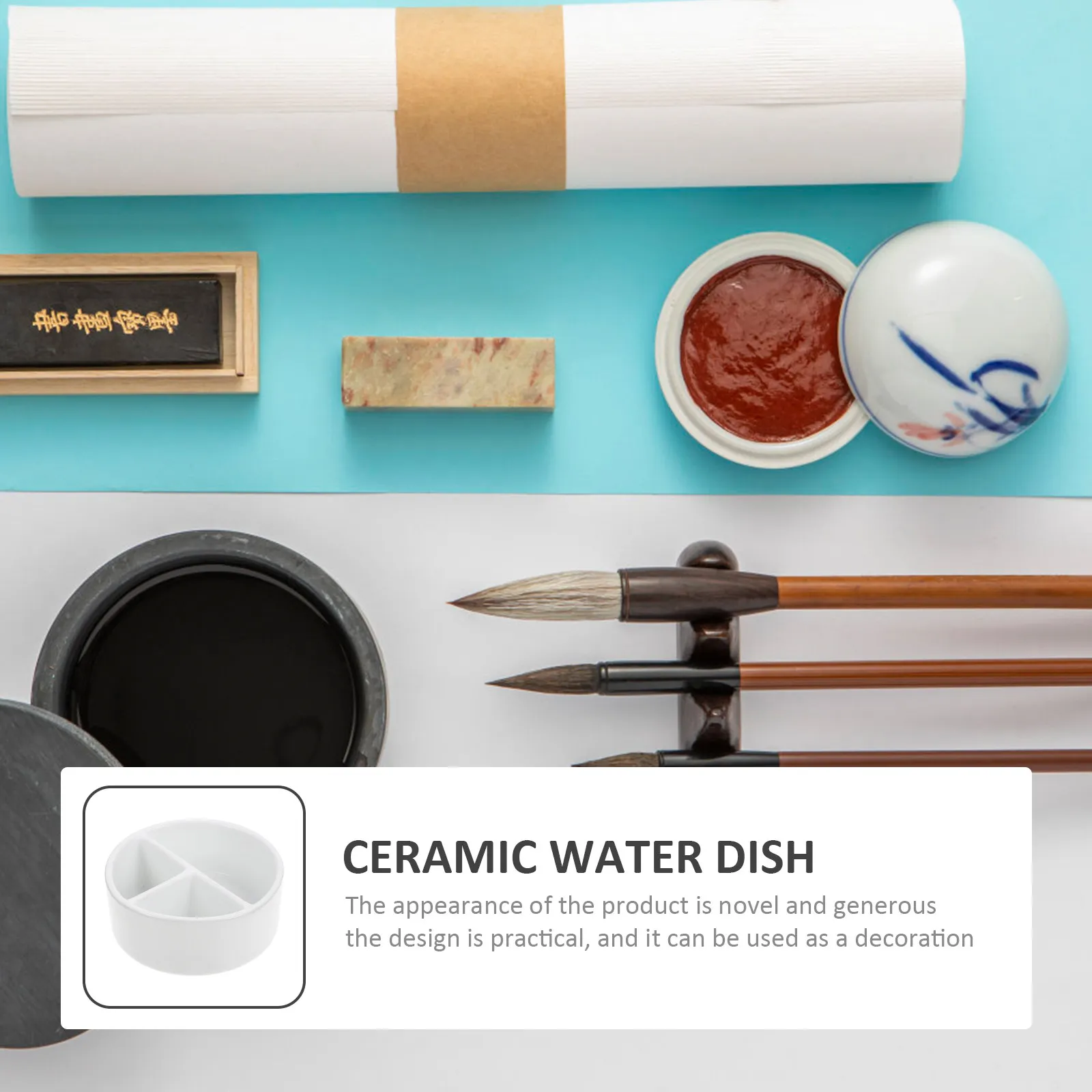 세라믹 잉크 접시 서예 그림 트레이 고강도 내구성 경량 휴대가 간편한 학생 및 예술가용 잉크통
