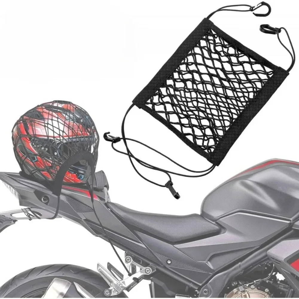 Motorcycle Cargo Net Double Layer for Helmet Storage Luggage with Hooks