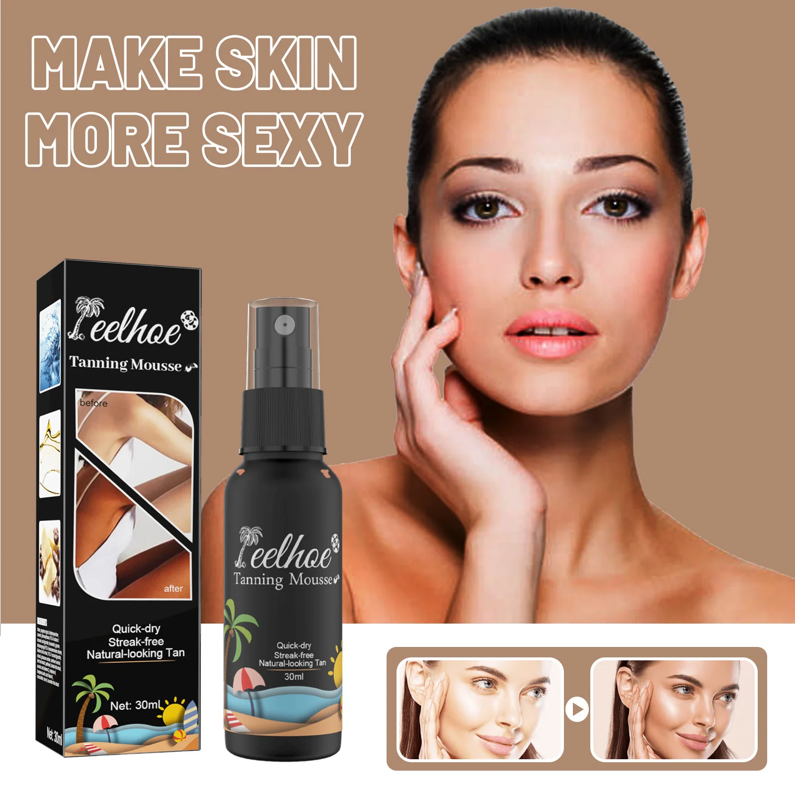 Body Quick Tanning Spray Create A Natural Summer Tan Bronzer In Sun-free Application Beach Lotion Sunless Tanning Spray Female Men_voghion.com