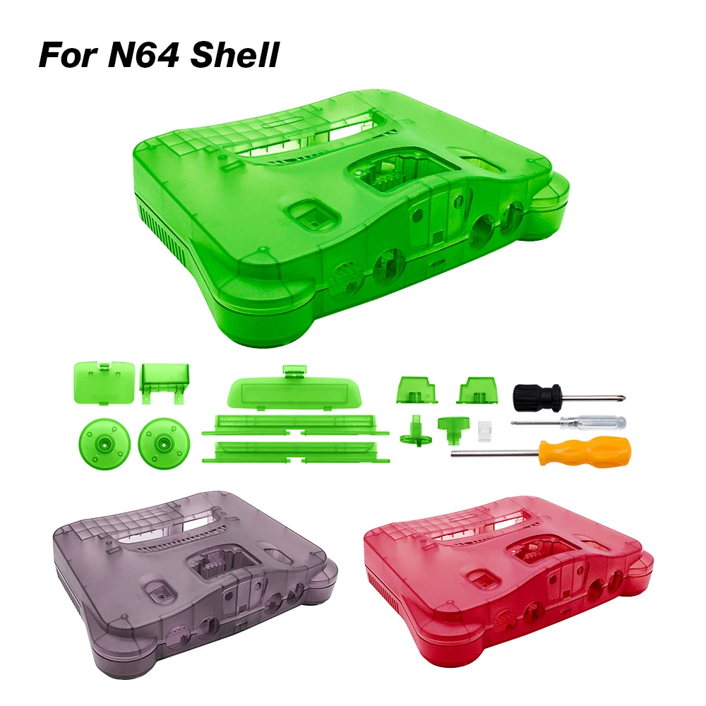 Substituição de Plástico Shell para N64 Console Case Translúcido para Nintendo 64 Habitação Transparente Game Box Shell para N64 Case