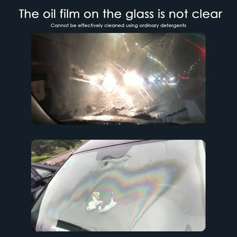 Car Oil Film Cleaner Car Glass Oil Film Removal Cleaner 60ml Restore Glass Clarity Quickly And Easily With Sponge For