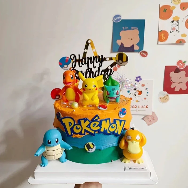 13pcs/set pokémon dort natě anime cifra pikachu večírek št'astný narozeniny pokémon dort dekorace zásoby ornamenty hoch děti dar