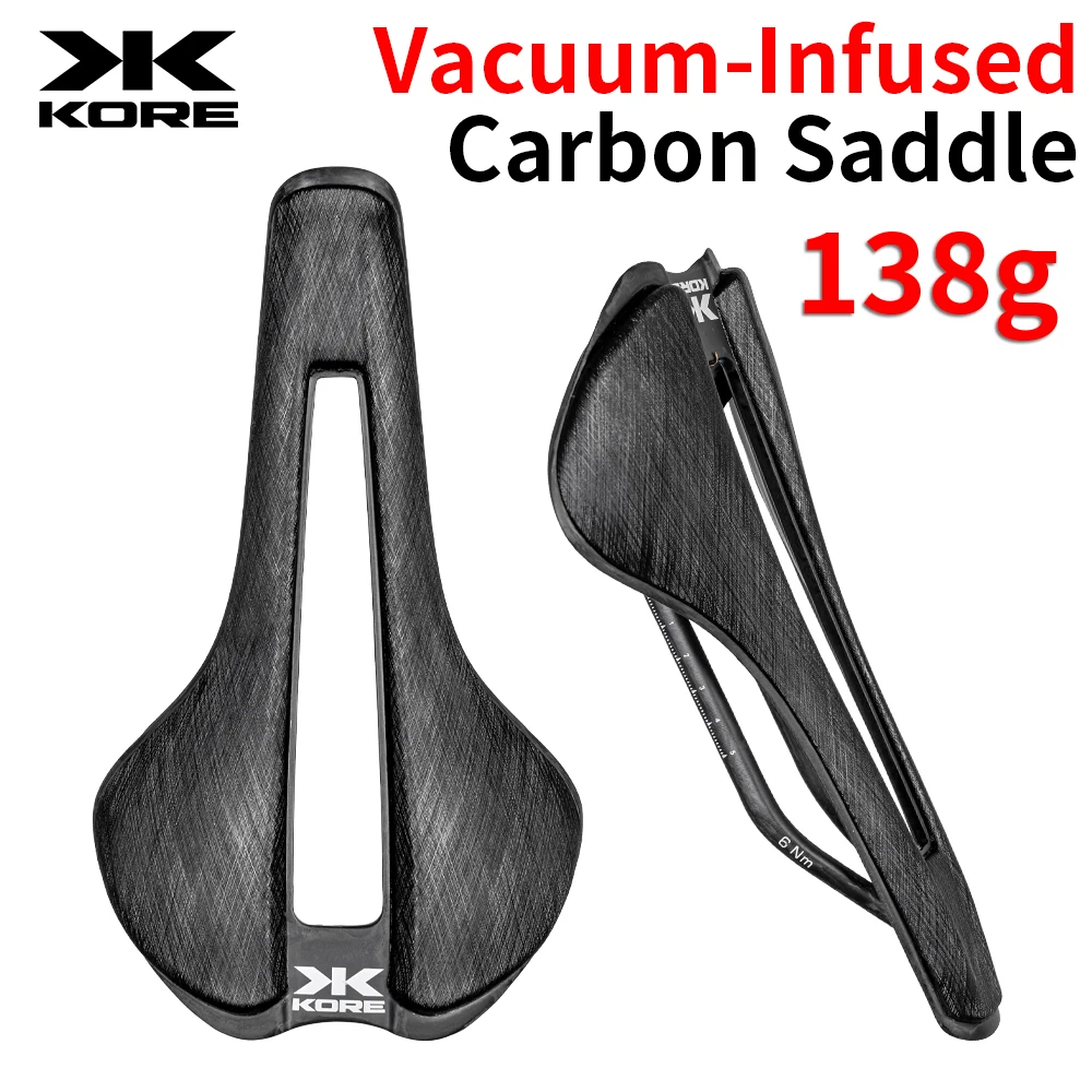 KORE Vacuum-Infused Carbon Saddle 138G Road Bike Comfortable Cushion Rails