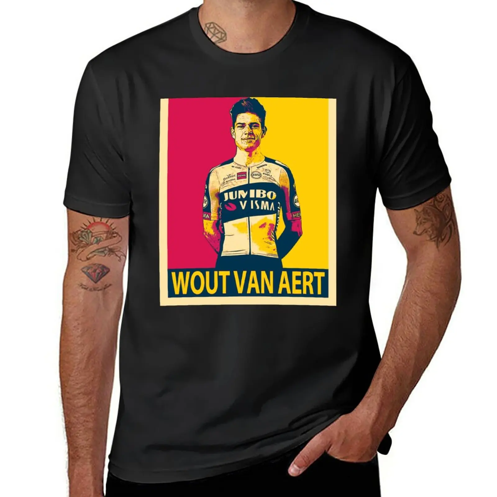 

New wout van aert portrait T-Shirt Short sleeve tee anime summer clothes T-shirt short oversized t shirt men