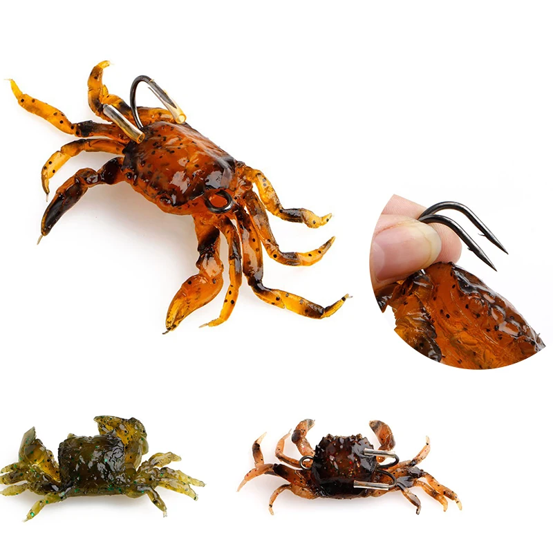 Lot 6 Leurres Souples Crabe 9 Cm 19 G - Appâts Pêche En Mer Eau Salée