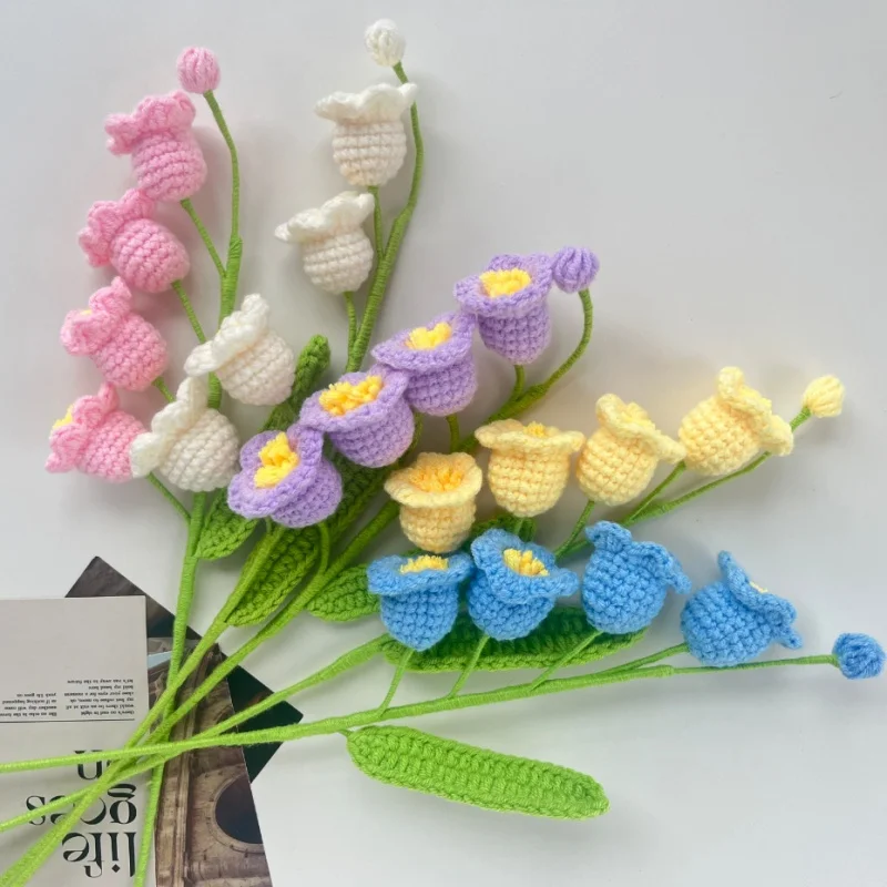 1 Stück Künstliche Handgefertigte Häkelblumen Lilie Fertigprodukt Hochzeitsbrautstrauß Heimdekoration Bonsai Party DIY Geschenkbox – Detail 8