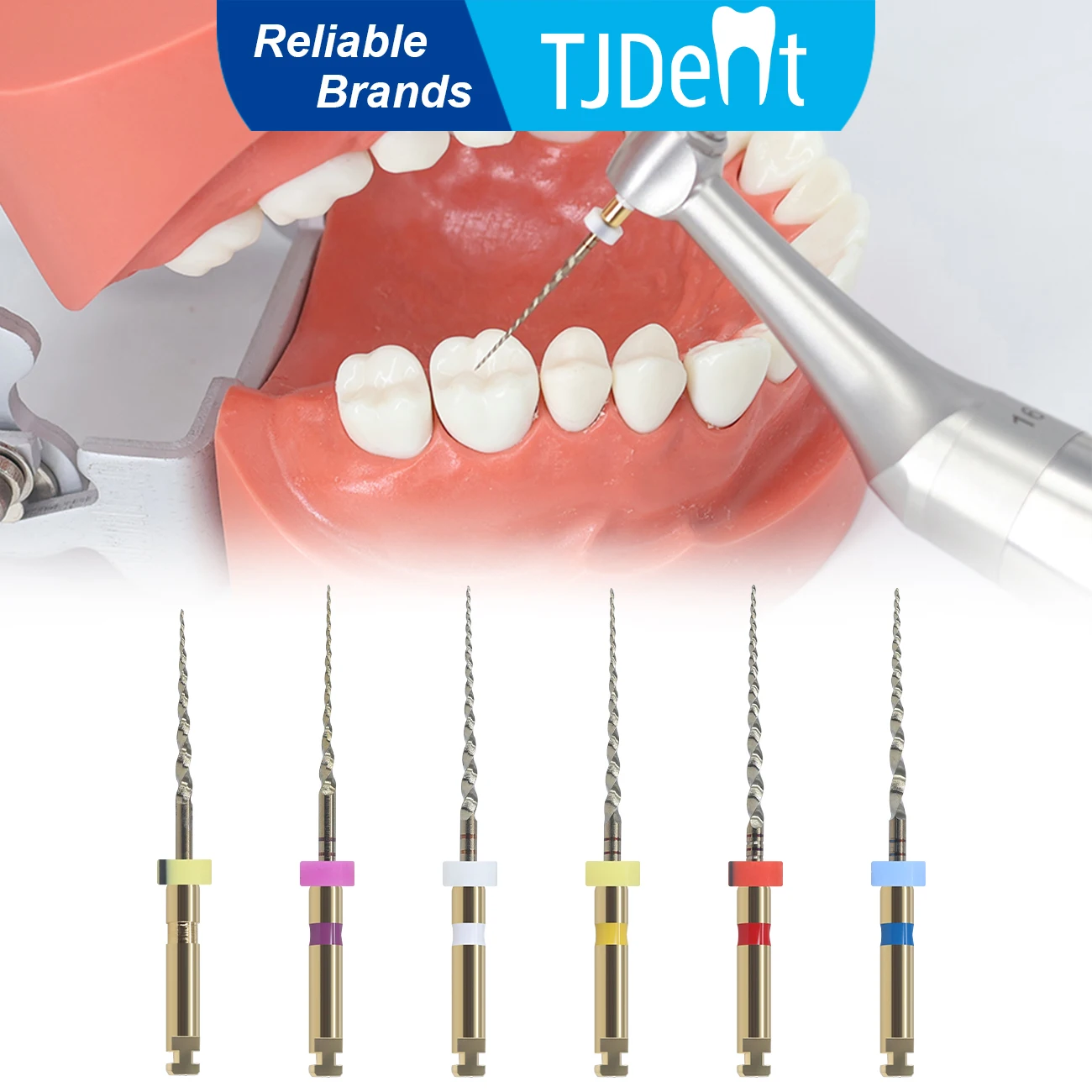 TJDent 6pcs/box Dental Super File 25mm NITI Golden Engine Use Rotary ...