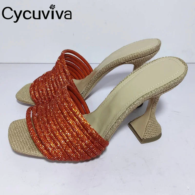 

2023 Bling Bling Women High Heel Slippers Formal Ladies Party Shoes Banquet Prom Summer Dress Slides Ladies Sandalias Mujer