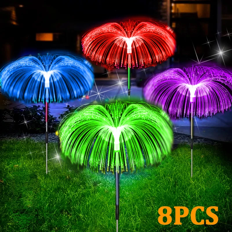 Solar Garden Lights Outdoor Waterproof Fiber Optic Jellyfish Lawn Lights Outdoor Patio Villa Yard Decor solar spot light solar decoration light solar lights solar fairy lights garden light