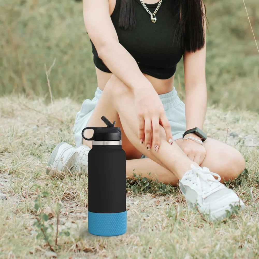 For Aquaflash HydroFlask And More 12-40 oz Anti-Slip Bottle Bottom Sleeve Cover Hexagon Texture Water Bottle Pad Protective Case