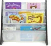 Wood/White - Premium Book Shelf for Kids Rooms with Four Deep Pockets - Toddler Sling Book Rack with Deep Sleeves 6