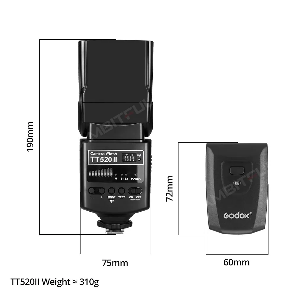 Godox TT520 II Flash TT520II Build-in 433MHz Wireless Signal Transmitter Kit for Canon Nikon Pentax Olympus DSLR Cameras on camera flash camera flash