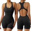 Womens Workout Bodysuits Sexy Yoga Sport Suit One Piece Gym Bodycon Rompers Tummy Control Workout Activewear Jumpsuit Sleeveless 1