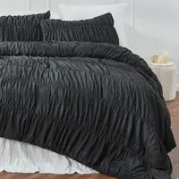 Ruched Black Duvet Cover Soft and Luxury Twin Queen King Comforter Cover Boho Shabby Chic Bedding Set - Fluffy 2/3 Piece Set 3