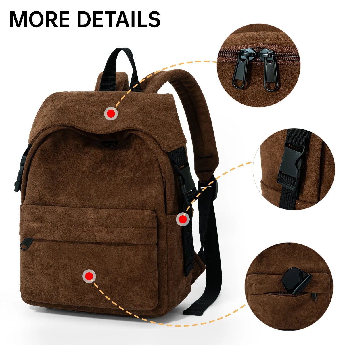 Backpack for Women, Commuter Computer Bag, Lightweight Large-Capacity Nylon Suede Backpack for Work, Travel, College Students, School Bag for Female High School Students
