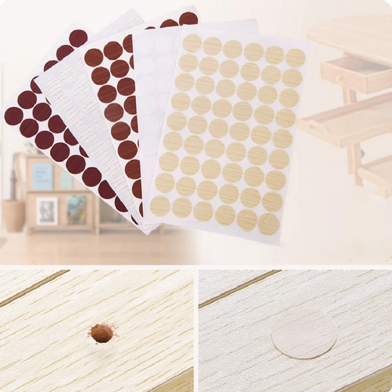 54Pcs Furniture Cabinet Self-adhesive Sealing Stickers Table Screw Hole Decorative Anti-Dust PVC Furniture Cover Ugly Stickers