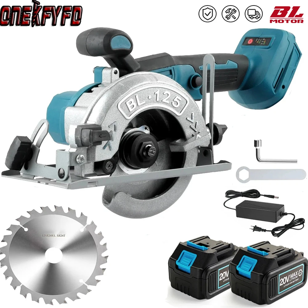Brushless Circular Saw Adjustable Woodworking Cutting Power Tools Cordless Electric Saw Machine for Makita 18V Battery 125MM
