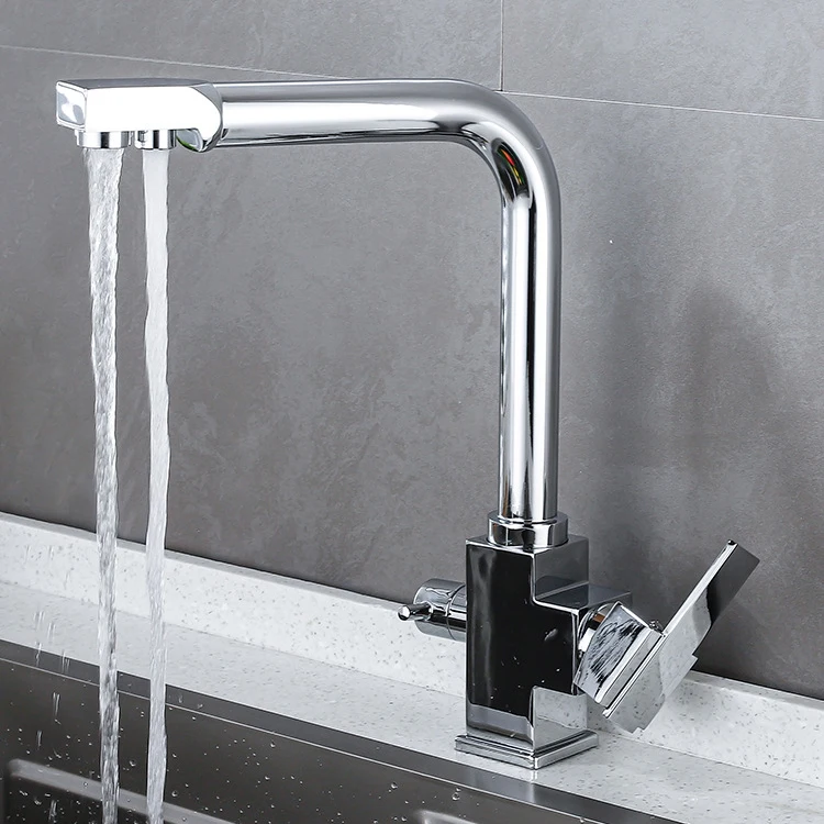 

Filtered Water Faucet With Dual Outlet Kitchen Purified Water Hot And Cold Faucet Vegetable Basin Sink Gold Tap