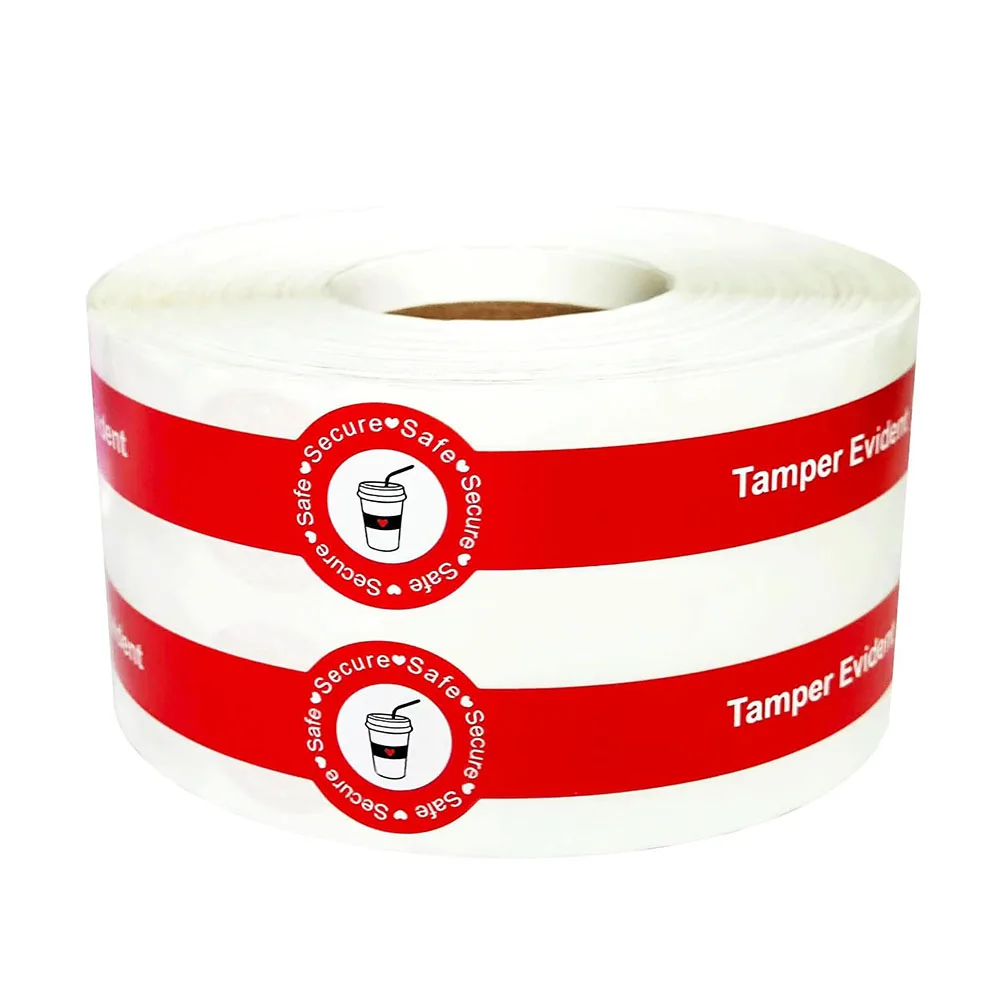 

Drink Food Seal Stickers Safe Secure Tamper Evident Seals for Drink Lids 1* 9 Inch 500 Pcs Food Delivery Stickers