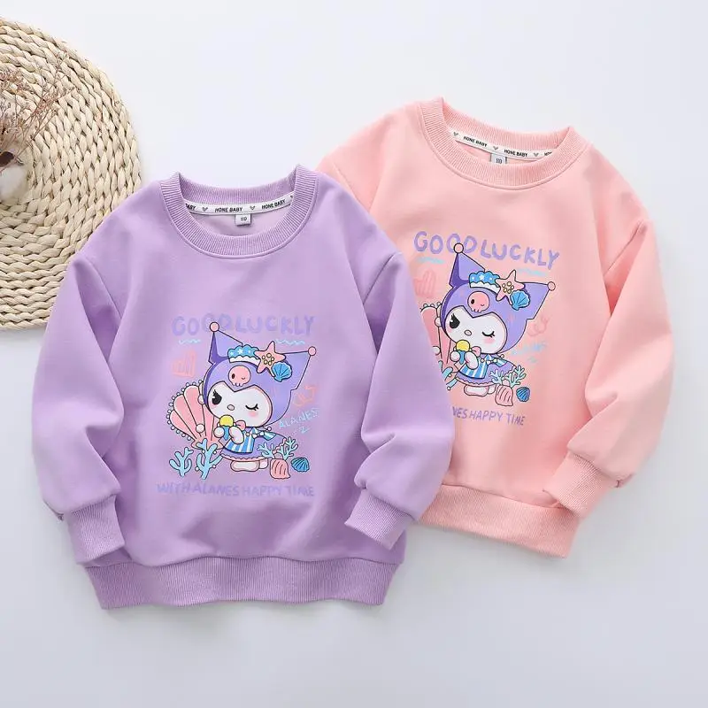 

Anime Sanrio Kuromi Hoodie Kawaii Kids Clothes Girls Long Sleeve Pure Cotton Sweatshirts Sweater Cartoon Casual Clothing Gifts