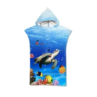 Microfiber Sea Turtle Printing Changing Robe Bath Towel Outdoor Hooded Beach Towel Poncho Women Swimming Diving Bathrobe Cloak 2