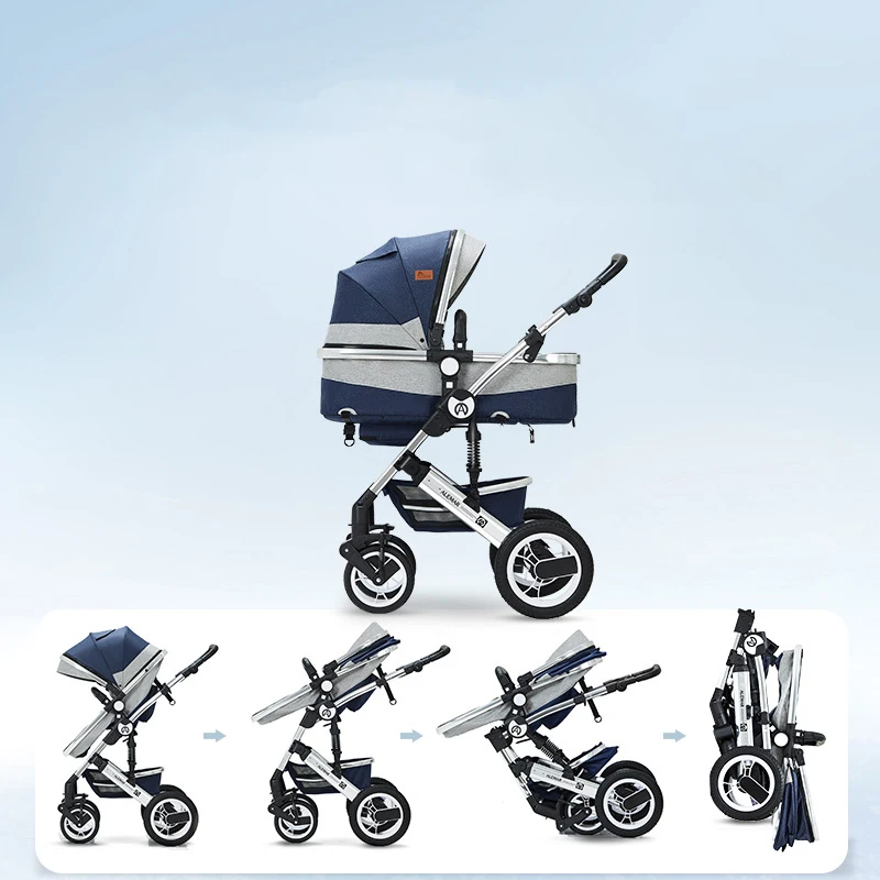 Baby stroller 3 in 1 high landscape car stroller bassinet newborn portable travel baby carriage