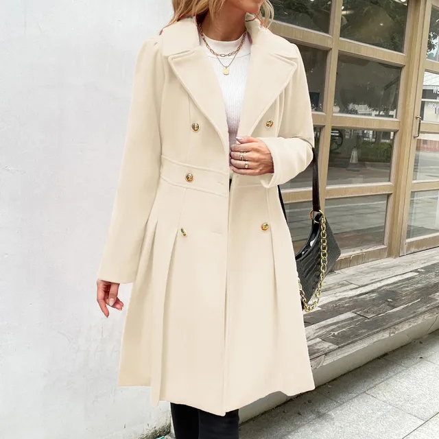 Women's Plus Size Long Winter Coats Notch Lapel Double Breasted