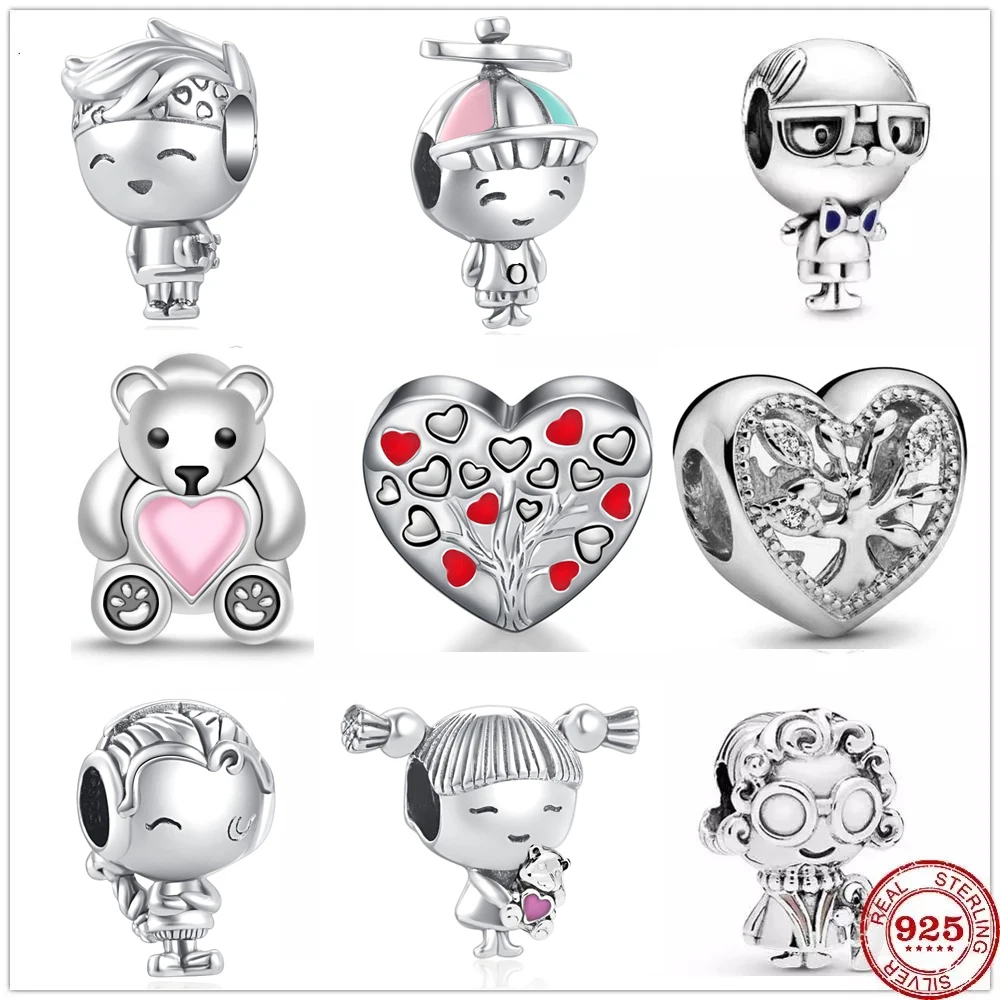 925 Sterling Silver Metal Beads Girl Boy Teenager Charm Charm Fit