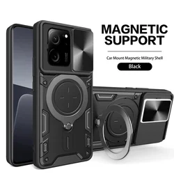 Magnetic Adsorption Slide Camera Armor Rotation Case for MI POCO F3 5G (Black)