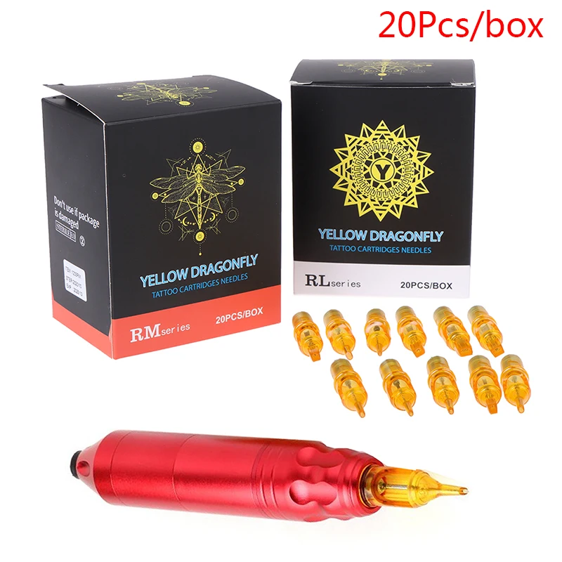 20pcs RL/RM Disposable Semi-Permanent Makeup Tattoo Cartridge Needle Pen Grip tattoo pigment ink tattoo ink set glow in the dark