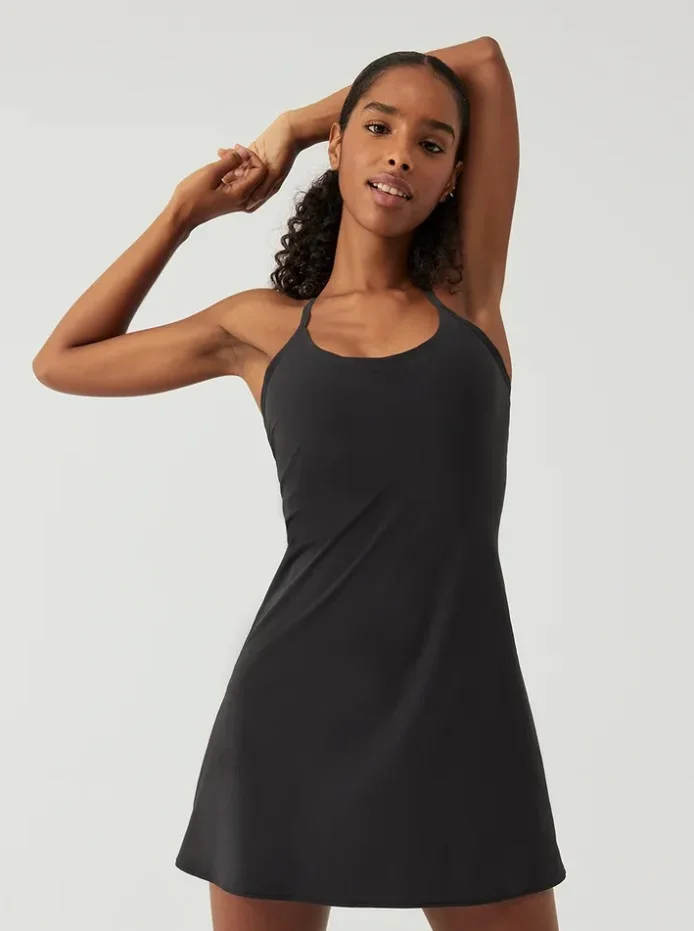Tennis Dress with Shorts Underneath Workout Dress with Adjustable Straps & Built in Bra Athletic Golf Pockets