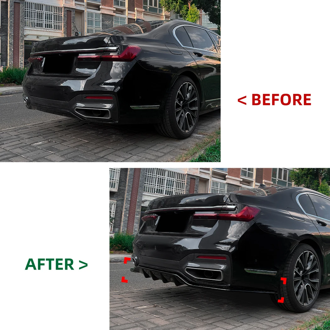 BMW 7 시리즈 G11 G12 M 스포츠 2019-2022용 리어 범퍼 디퓨저 립 스포일러 블랙 바디 키트 외부 액세서리 튜닝 부품