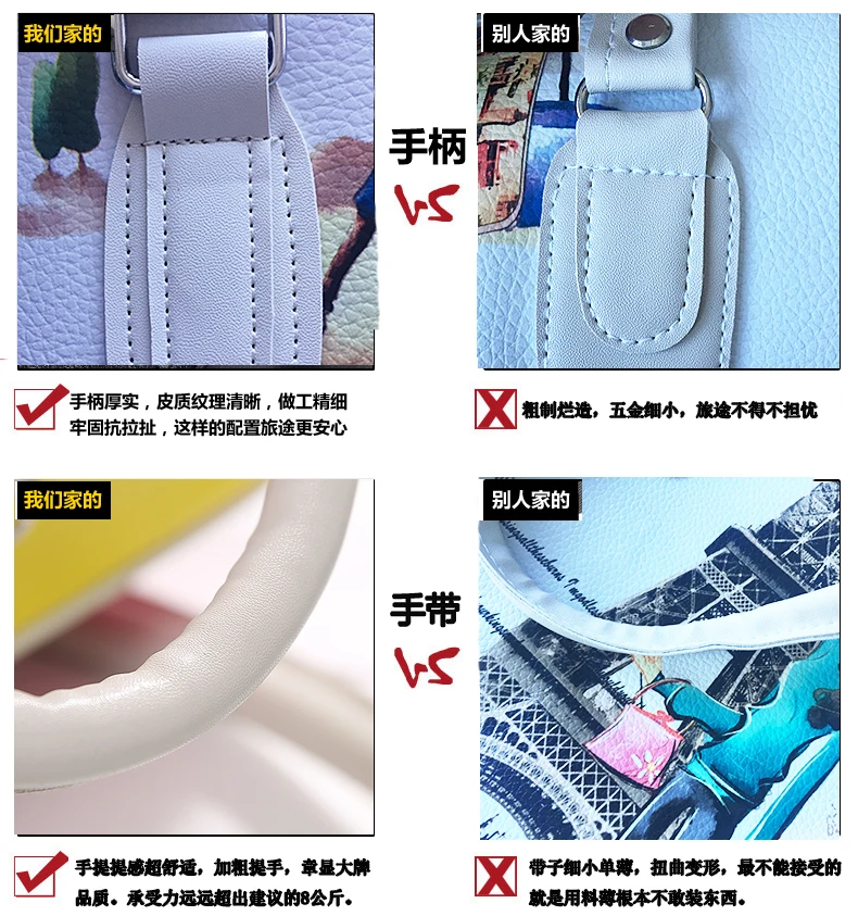 Kawaii Hello Kitty Large Capacity Travel Bag PU Leather Cartoon Female Luggage Bag Business Trip Korean portable for girl women