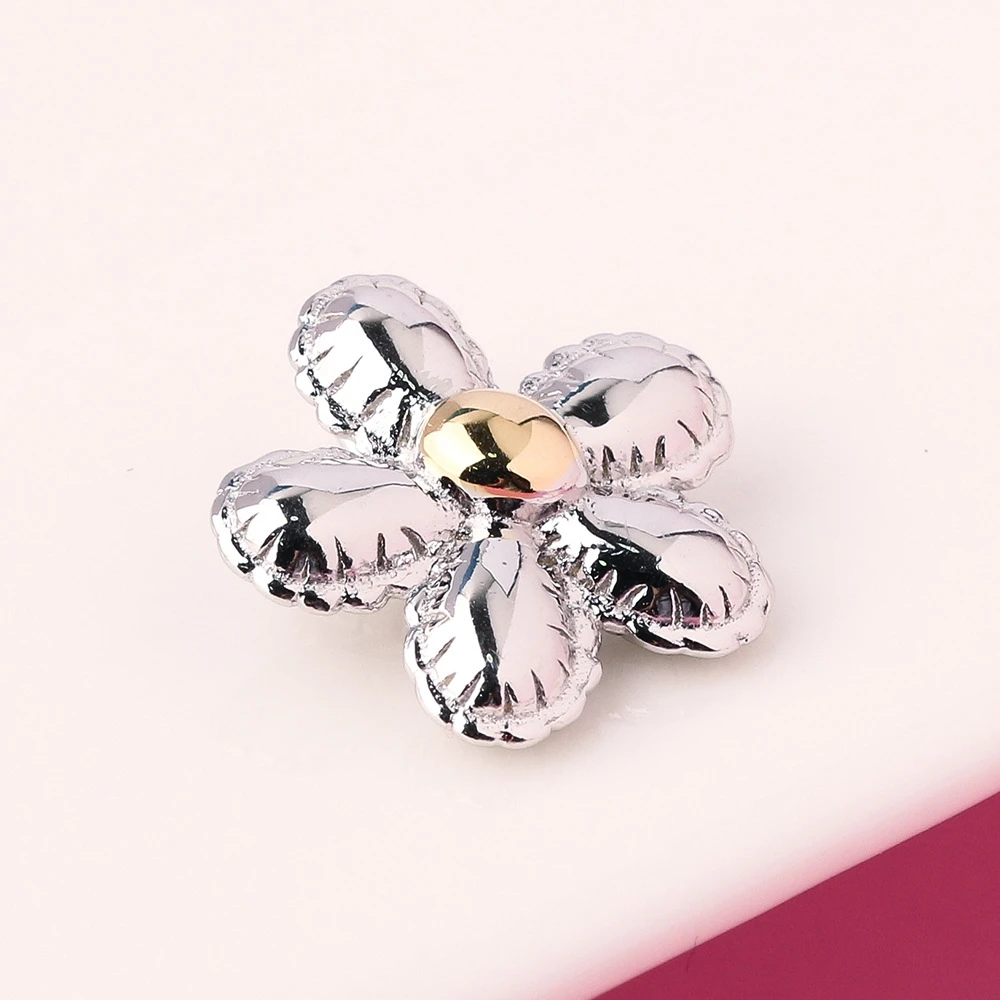 

19.6mm Solid shiny plumeria pendant s925 silver plain silver daisy bracelet necklace pendant silver accessories