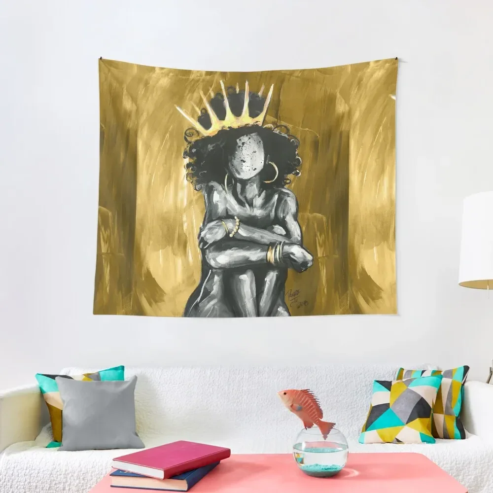 

Naturally Queen IX GOLD Tapestry Christmas Decoration Room Decore Aesthetic For Bedroom Tapestry