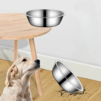 Stainless Steel Pet Bowl Open Design Rust-Resistant Smooth Surface Pet Dish Pet Water Food Bowl Metal Feeder Bowl Cat Bowls 4