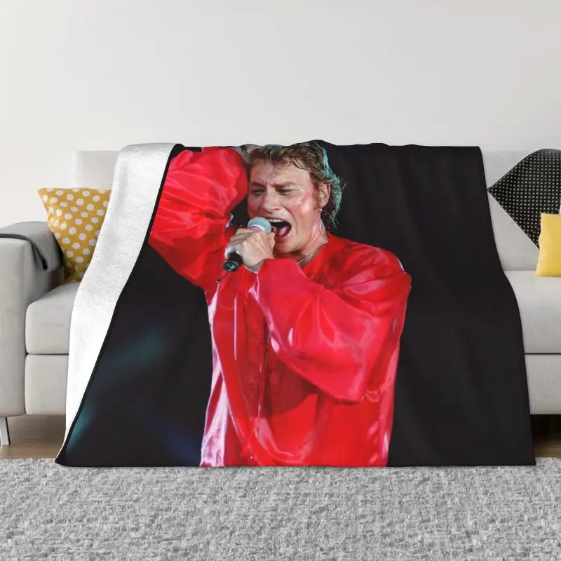 

Johnny Hallyday Music Singer Blankets Warm Flannel French Rock Throw Blanket for Bedding Travel Sofa
