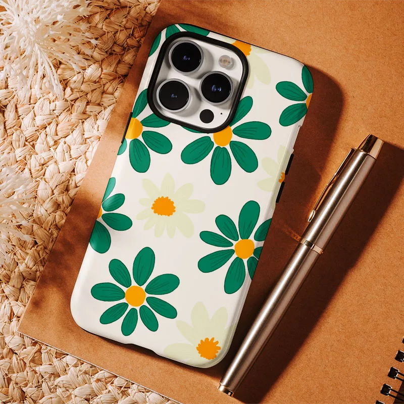 2-in-1 Cute Flower Phone Case with Film Shell
