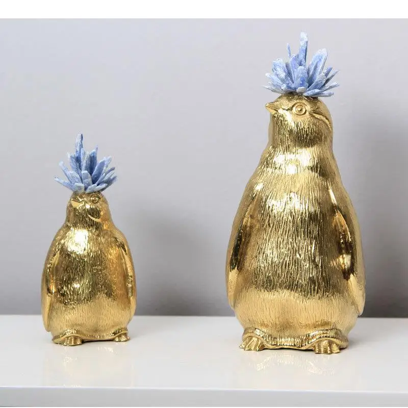 

Brass Penguin Crafts Ornaments Living Room Decoration Gold Plated Animal Furnishings Creative Crystal Decorative Penguin Statue