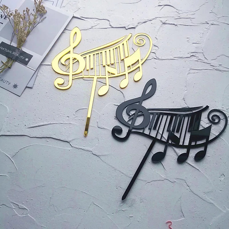 Music Theme Acrylic Cake Topper Musical Notes Happy Birthday Cake Topper Party Supplies Cake DIY Decorating Supplies