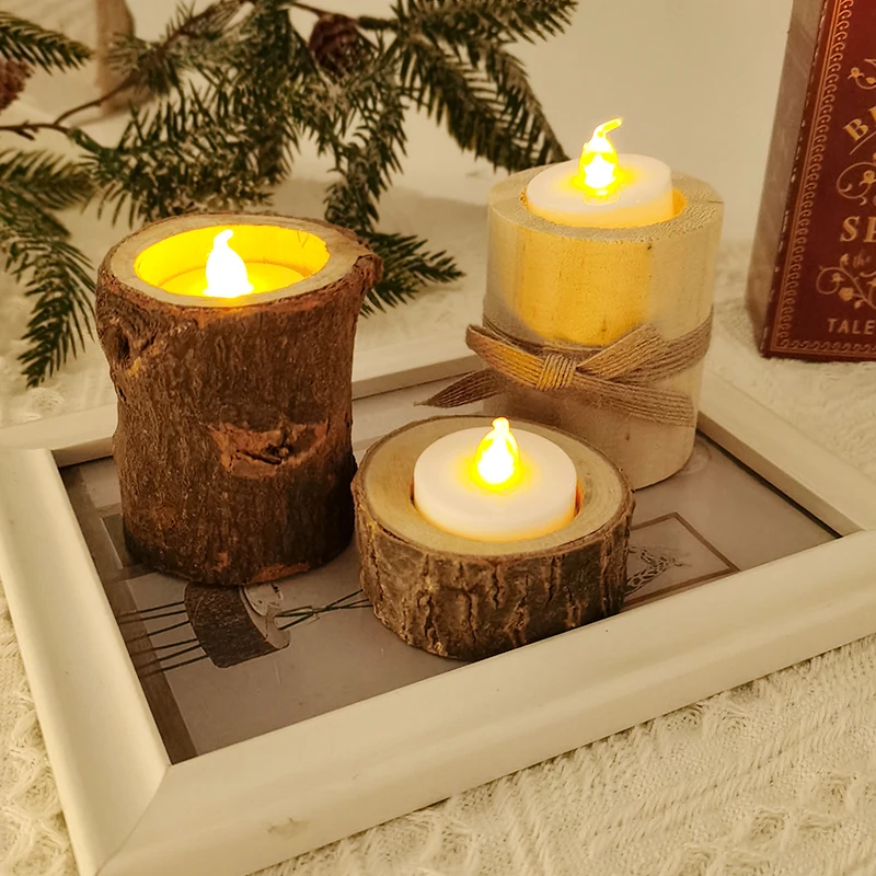 Rustic Wedding Wooden Candlestick Candle Holder Wedding Party Table Desktop Decoration Plant Flower Pot Home Garden Accessories