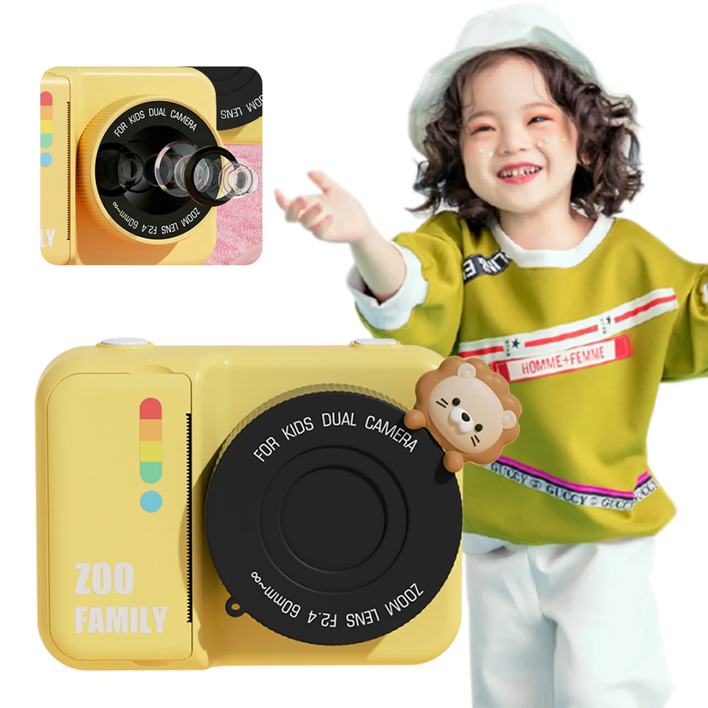 어린이용 즉석 카메라 비디오 카메라, 1080P 미니 열전사 프린터, 인화지 3 롤, 3 인치 IPS 스크린, 소년 소녀 선물, 48MP