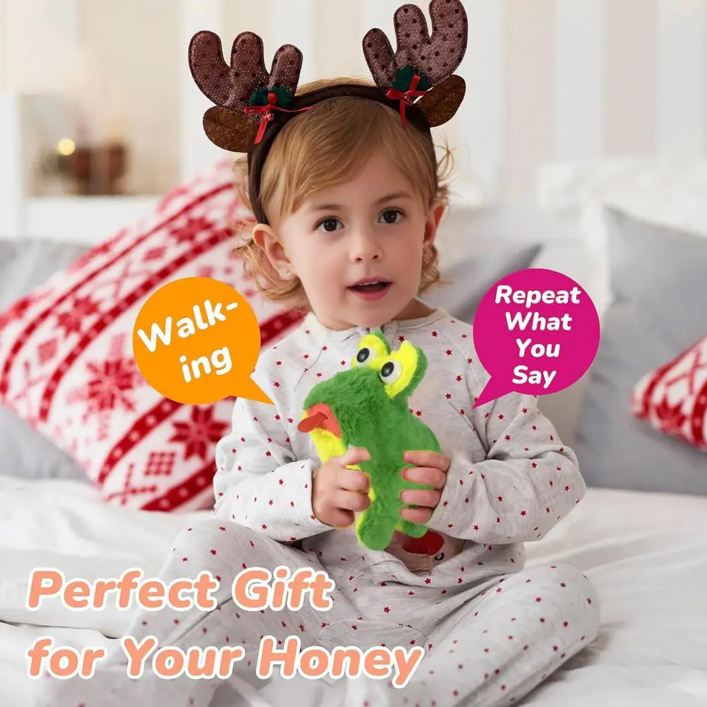 Frog Plushie Toy Interactive Electric Plush Frog Toy Walking Animal with Sound Movable Tongue Musical Stuffed Doll for Kids'