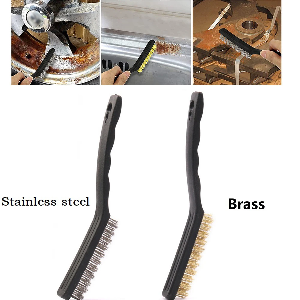 2PCS 9 Inches Wire Brush Brass Steel Brushes Rust Remover Cleaning Polishing Grinder Industrial Rust Removal Brush Hand Tools