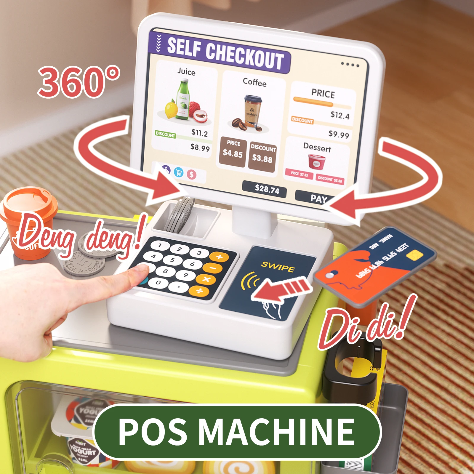 Children's Supermarket Radio Toy Vending Machine Baby Puzzle Play Home Girl 3-6 Years Old 4