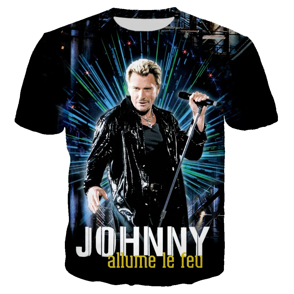 

Hot 3D Printed Pop Star Johnny Hallyday Unisex T-shirt Fashion Casual Crew Neck Short Sleeve Oversized Crew Neck T-shirt