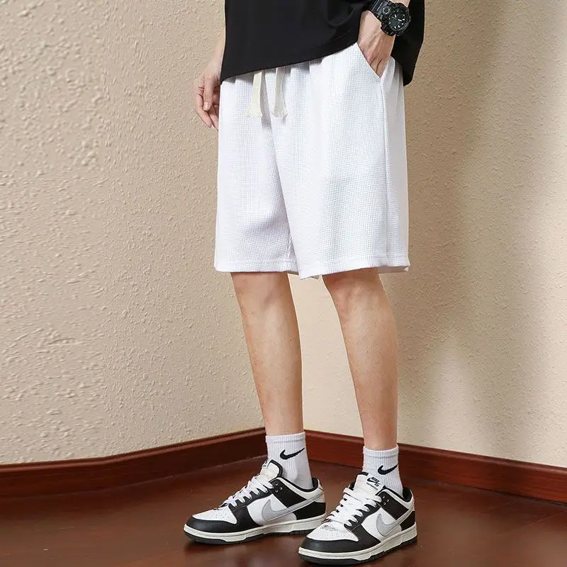 Elegant Fashion Harajuku Slim Fit Male Clothes Loose Casual Sport All Match Shorts Solid Pockets Thin Style Straight Leg Shorts 3