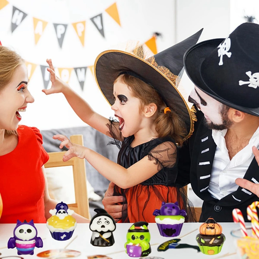 6/12PCS Halloween Slow Rising Squishies Squishy Toys Bat Pumpkin Party Favors Halloween Treat Bags Gifts squishy toys childrens toys